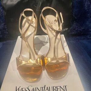 YSL Rive Gauche Metallic Sandal